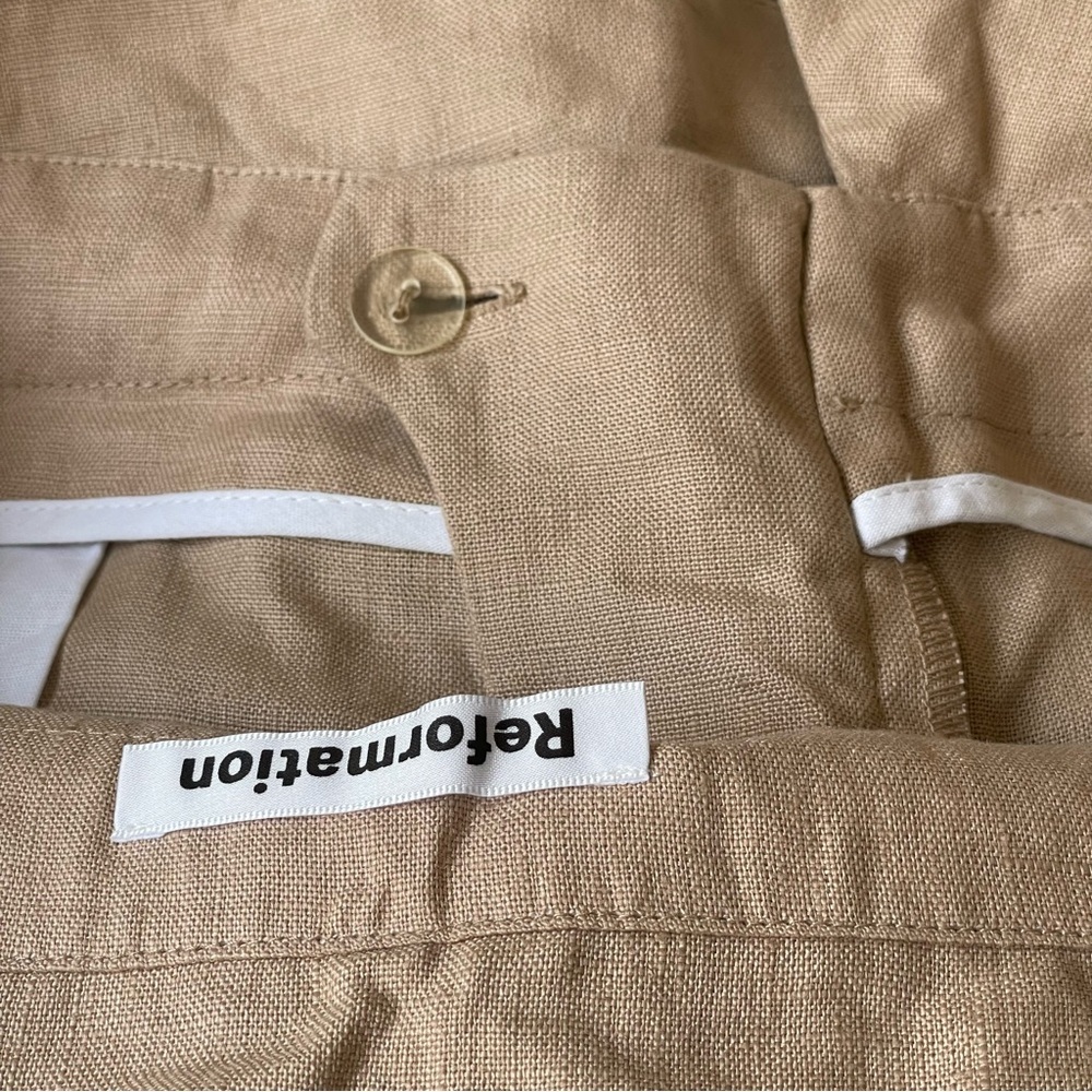 Reformation Fisher Paperbag Linen Pant Straight Leg Cuffed Ankle High Waisted - Picture 12 of 12